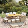 vidaXL Ensemble &agrave; manger de jardin coussins 11pcs R&eacute;sine tress&eacute;e Beige