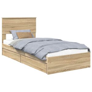 vidaXL Lit de Rangement Ch&ecirc;ne Sonoma 90 x 200 cm Bois d'ing&eacute;nierie