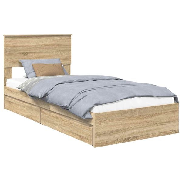 vidaXL Lit de Rangement Ch&ecirc;ne Sonoma 90 x 200 cm Bois d'ing&eacute;nierie