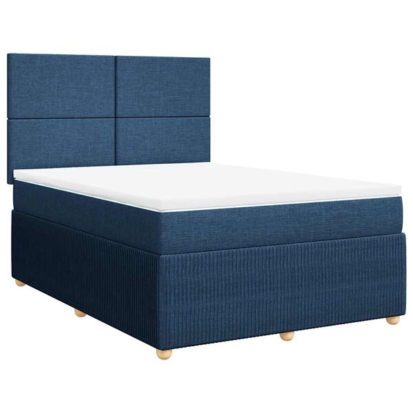 vidaXL Sommier &agrave; lattes de lit avec matelas Bleu 140x200 cm Tissu