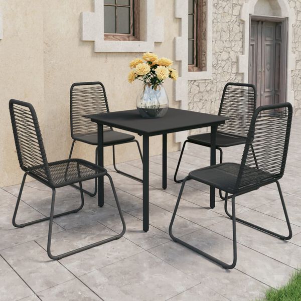 vidaXL Ensemble &agrave; manger de jardin 5 pcs PVC r&eacute;sine tress&eacute;e noir