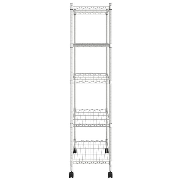vidaXL &Eacute;tag&egrave;re de rangement 5 niveaux roues 75x35x155 cm Chrome 250 kg