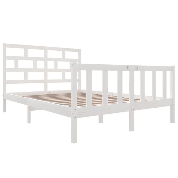 vidaXL Cadre de lit sans matelas blanc bois de pin massif