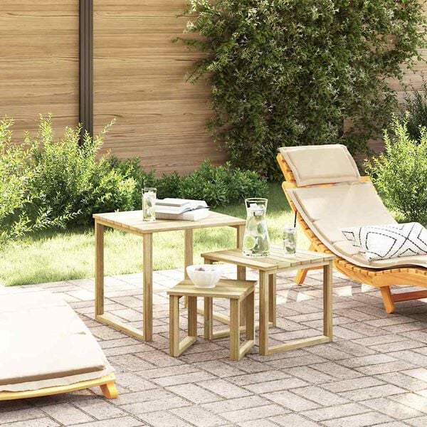 vidaXL Table de Bain de Soleil 3 pcs Marron 50.5 x 50 x 46 cm