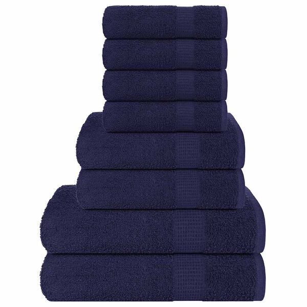 vidaXL Ensemble de serviettes FROGN 8 pcs bleu marine 360 g/m²