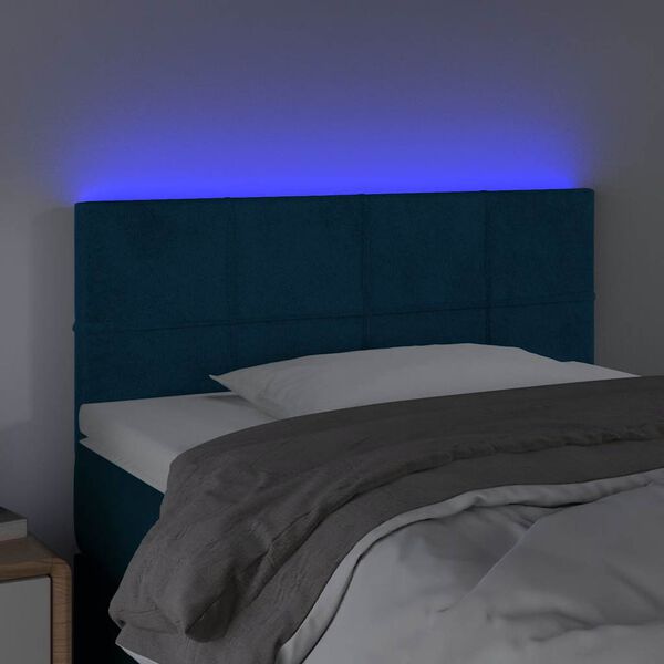 vidaXL T&ecirc;te de lit &agrave; LED Bleu fonc&eacute; 100x5x78/88 cm Velours