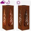 vidaXL Lumi&egrave;re de chemin LED solaire 2 pcs Acier Corten Acier Corten