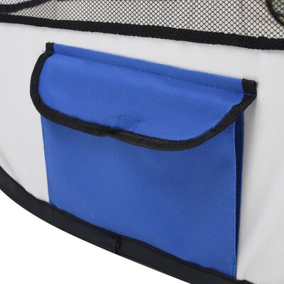 vidaXL Parc pliable pour chien avec sac de transport Bleu 110x110x58cm