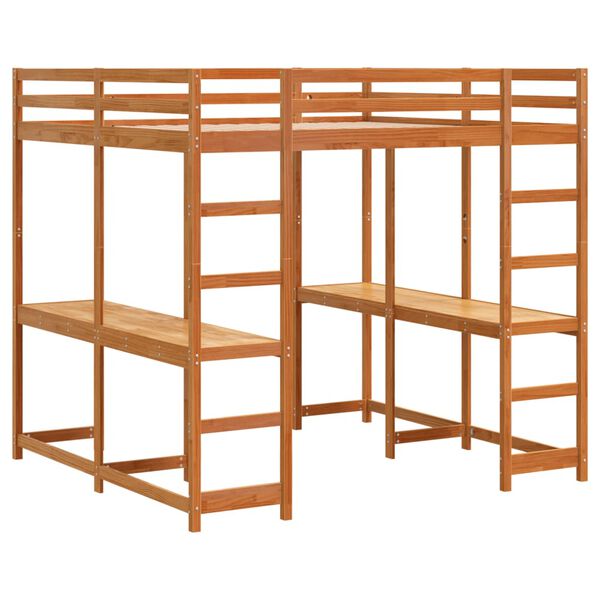 vidaXL Lit superposé et bureau et échelle 180x200cm bois de pin massif