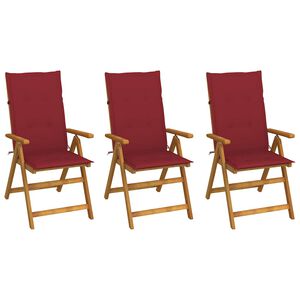 vidaXL Chaises pliantes 3 pi&egrave;ces avec coussins en bois d'acacia massif