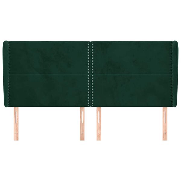 vidaXL T&ecirc;te de lit avec oreilles Vert fonc&eacute; 183x23x118/128 cm Velours