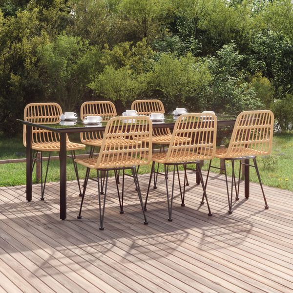 vidaXL Ensemble à manger de jardin 7 pcs Résine tressée