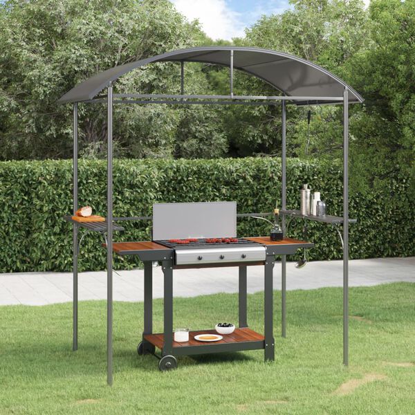 vidaXL Gazebo BBQ et &eacute;tag&egrave;res lat&eacute;rales anthracite 220x115x230cm acier