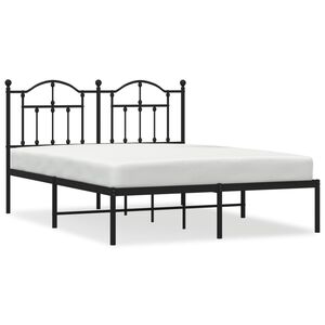 vidaXL Cadre de lit m&eacute;tal sans matelas avec t&ecirc;te de lit noir 140x190cm