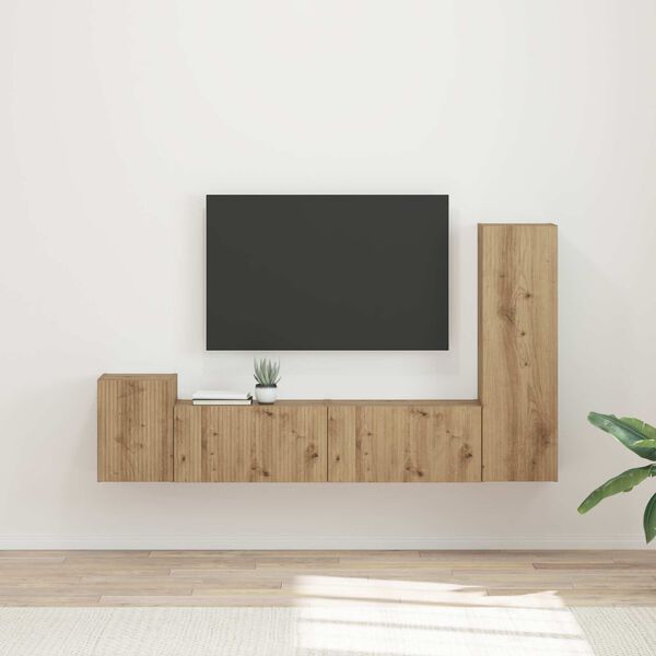 vidaXL Ensemble meuble TV 4 pcs Ch&ecirc;ne artisanal Bois d'ing&eacute;nierie