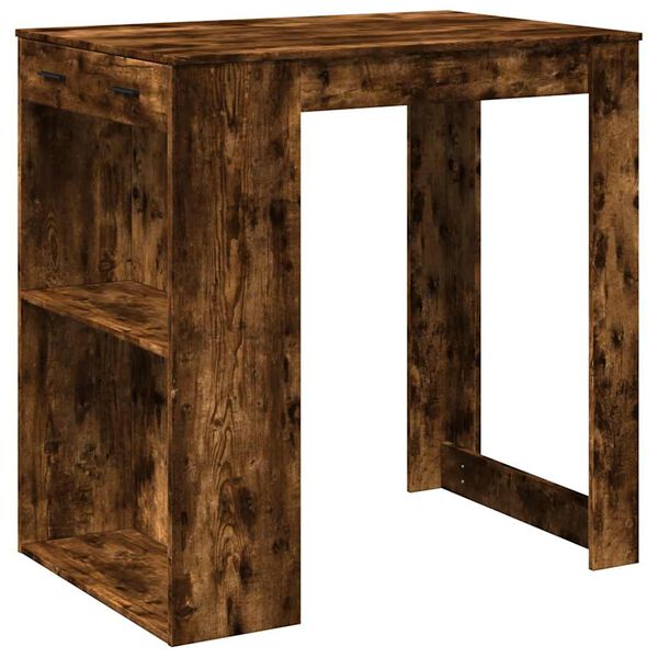 vidaXL Table de bar chêne fumé 102x70x103,5 cm bois d'ingénierie
