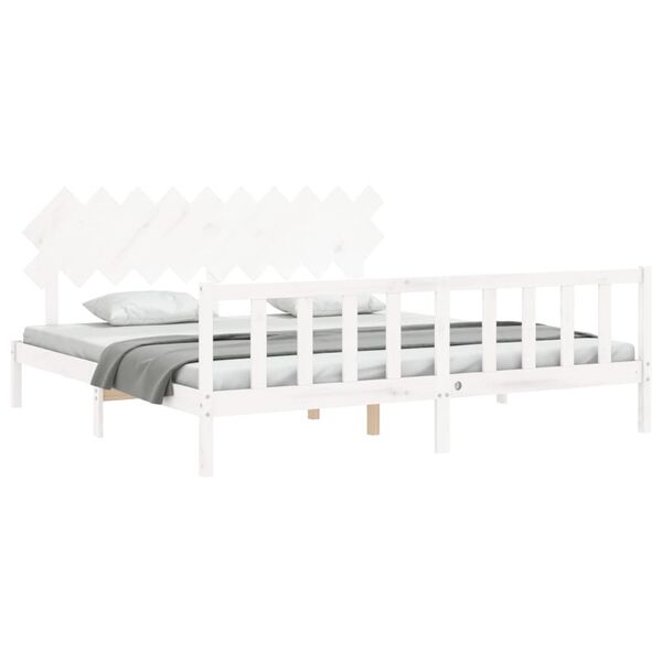 vidaXL Cadre de lit sans matelas blanc 200x200 cm bois massif de pin