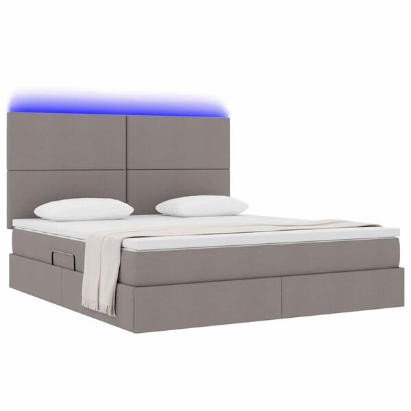 vidaXL Lit avec rangement et LED avec LED Taupe 180 x 200 cm Polyester