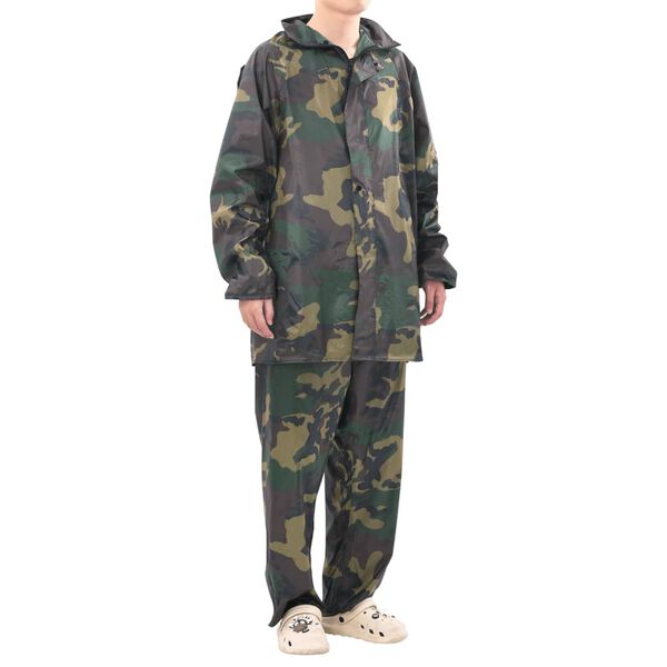 vidaXL Combinaison de pluie avec capuche 2 pcs Hommes Camouflage XL