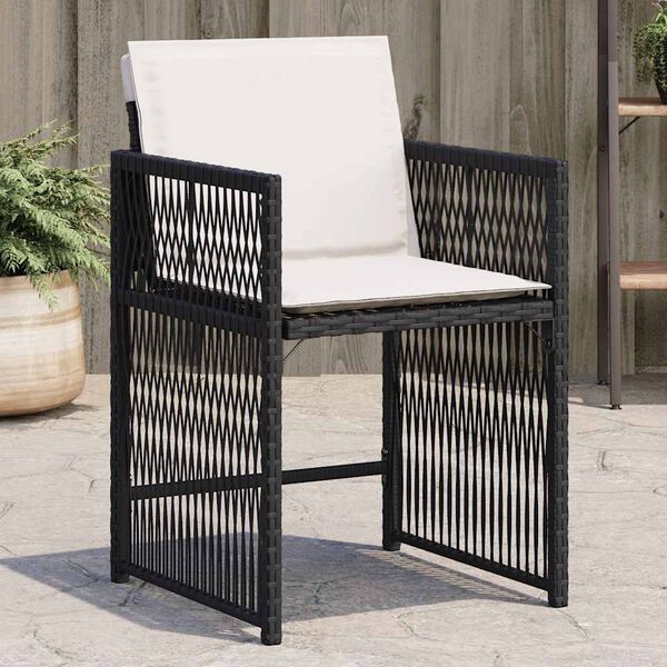 vidaXL Chaises de jardin lot de 4 avec coussins noir r&eacute;sine tress&eacute;e
