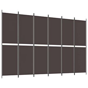 vidaXL Cloison de s&eacute;paration 6 panneaux Marron 300x200 cm Tissu