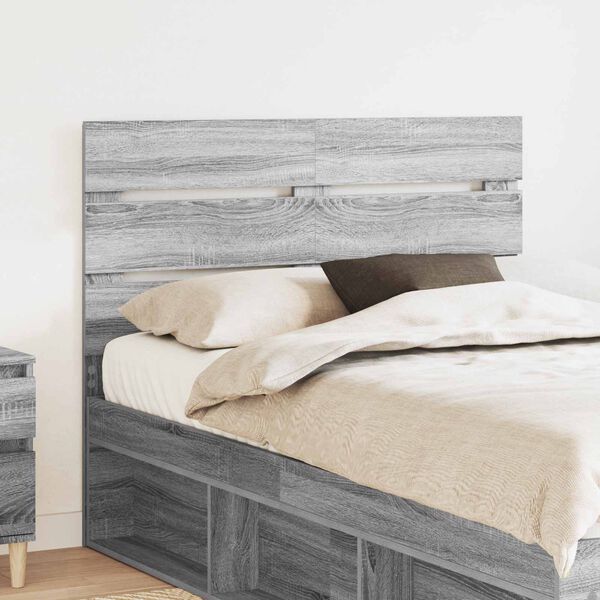 vidaXL T&ecirc;te de lit Gris Sonoma 135 cm Bois d'ing&eacute;nierie