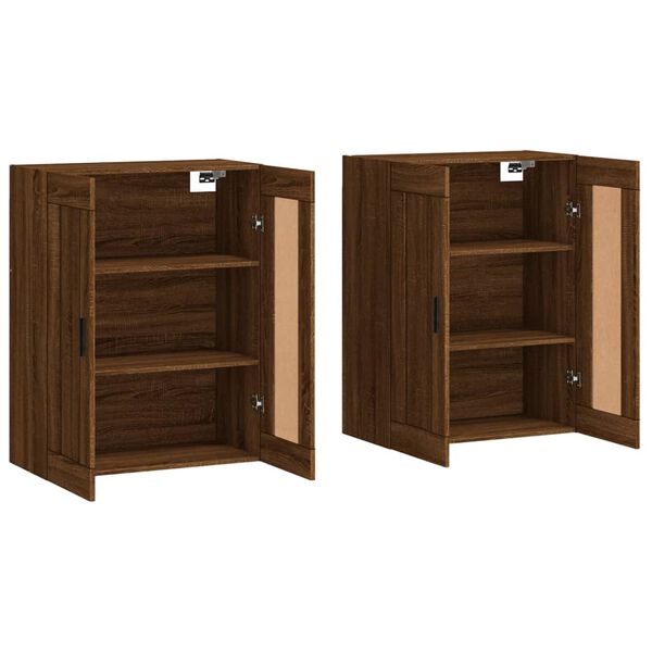 vidaXL Armoires murales 2 pcs ch&ecirc;ne marron bois d'ing&eacute;nierie