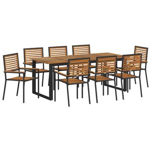 vidaXL Ensemble de salle &agrave; manger pour jardin 9 pcs Noir