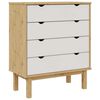 vidaXL Commode OTTA Marron et blanc 76,5x39,5x90 cm Bois de pin massif