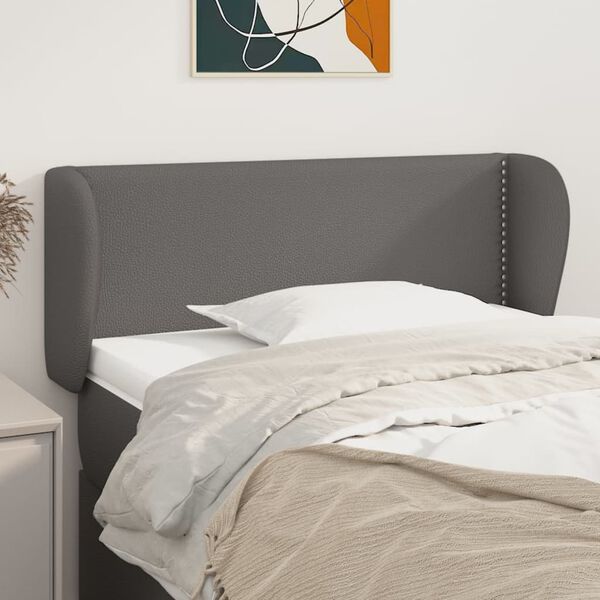 vidaXL T&ecirc;te de lit avec oreilles Gris 103x23x78/88 cm Similicuir