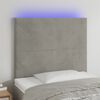 vidaXL T&ecirc;te de lit &agrave; LED Gris clair 100x5x118/128 cm Velours