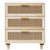 vidaXL Buffet Blanc 60x30x70 cm Bois de pin massif et rotin naturel