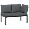 vidaXL Salon de jardin 3 pcs avec coussins noir aluminium