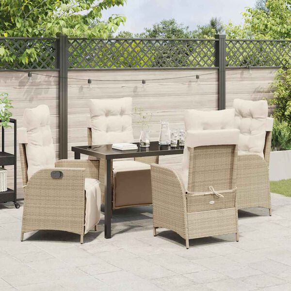 vidaXL Ensemble de salle &agrave; manger pour jardin 5 pcs Beige polyrotin