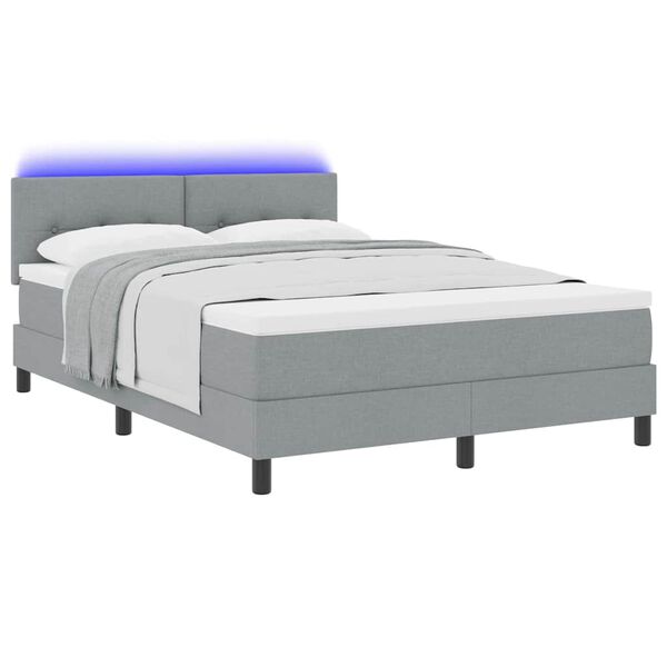 vidaXL Lit &agrave; ressorts avec matelas Gris clair 160 x 200 cm tissu