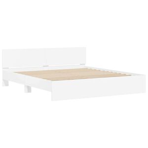 vidaXL Cadre de lit Montage mural Blanc 137 x 190 cm Bois d'ing&eacute;nierie