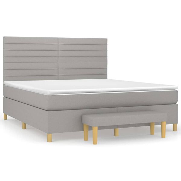 vidaXL Sommier &agrave; lattes de lit avec matelas Gris clair 180x200cm Tissu