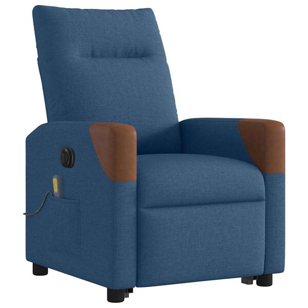 vidaXL Fauteuil inclinable de massage électrique bleu tissu
