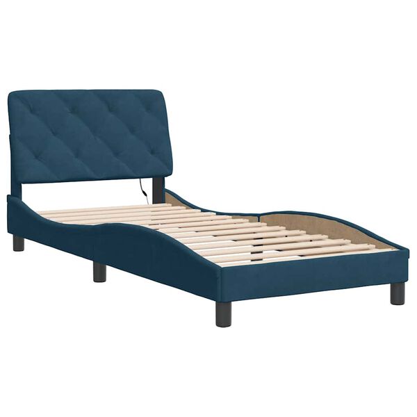 vidaXL Cadre de lit avec LED sans matelas bleu 80x200 cm velours