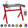 vidaXL Bureau de jeu &agrave; LED en forme de Y noir et rouge 110x60x75 cm