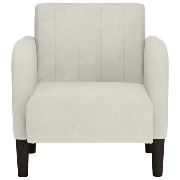 vidaXL Fauteuil avec accoudoirs cr&egrave;me 54 cm velours
