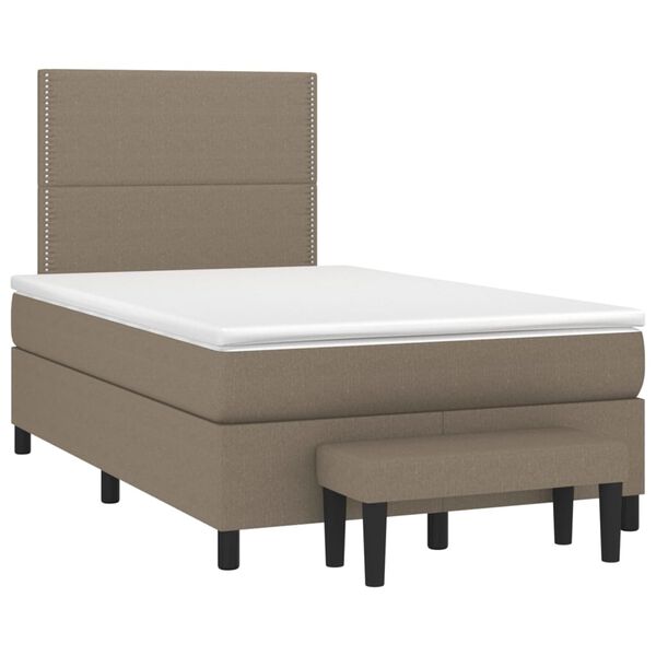 vidaXL Sommier &agrave; lattes de lit avec matelas taupe 120x190 cm tissu