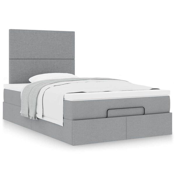 vidaXL Cadre de lit ottoman avec matelas gris clair 120x190 cm tissu