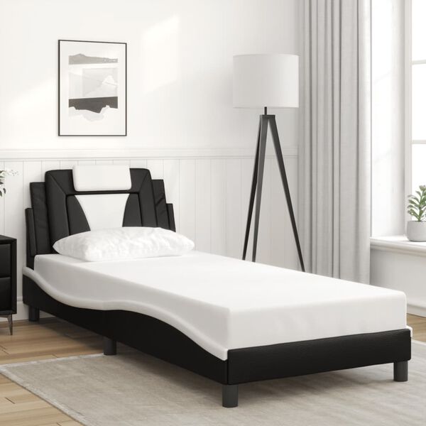 vidaXL Cadre de lit Viana avec LED sans matelas noir et blanc 90x200 cm