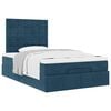 vidaXL Cadre de lit ottoman avec matelas bleu fonc&eacute; 120x190 cm velours