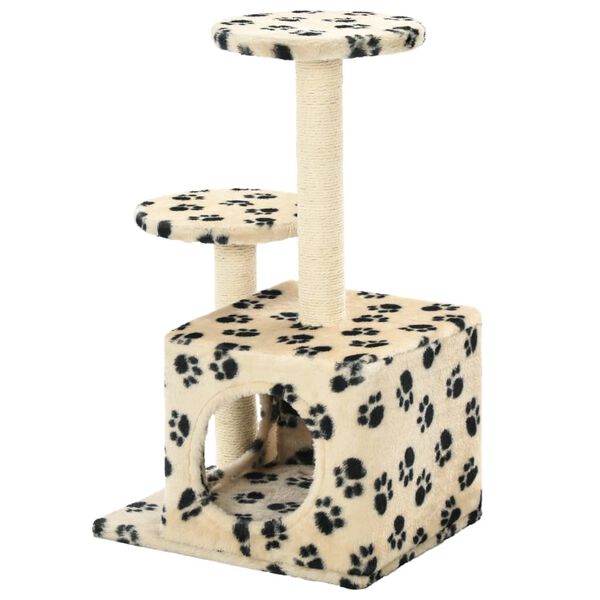 vidaXL Arbre à chat avec griffoir en sisal 60 cm Beige Motif de pattes