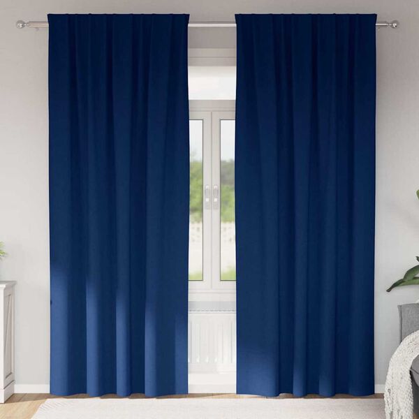vidaXL Rideaux occultants avec anneaux 2 pcs Bleu fonc&eacute; 225 x 140 cm