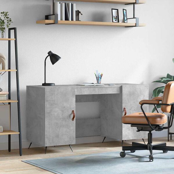 vidaXL Bureau gris b&eacute;ton 140x50x75 cm bois d'ing&eacute;nierie