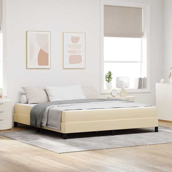 vidaXL Lit &agrave; ressorts avec matelas Cr&egrave;me 180 x 200 cm tissu