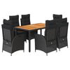 vidaXL Ensemble &agrave; manger de jardin coussins 7pcs Noir R&eacute;sine tress&eacute;e